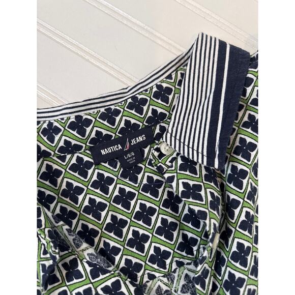 Nautica Linen Blend Long Sleeve Shirt & Lands’ End Cover-up Deep Bundle Sz L - Picture 4 of 11